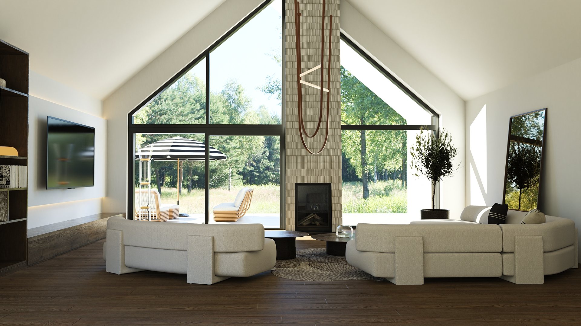 Kominek vintage w salonie